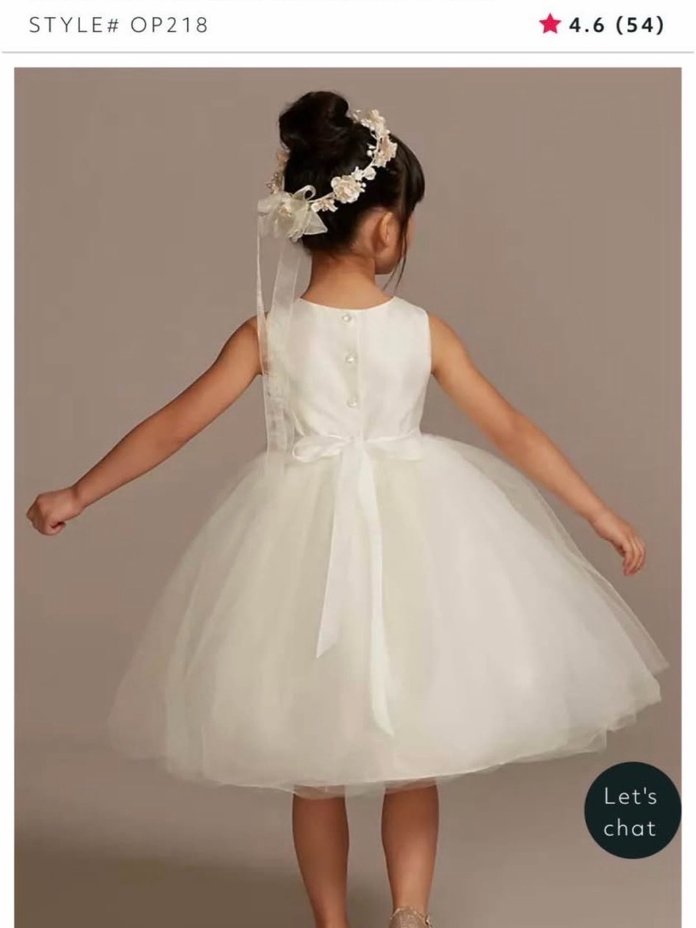 David's Bridal Ivory Satin and Tulle Flower Girl Dress - Picture 3 of 5
